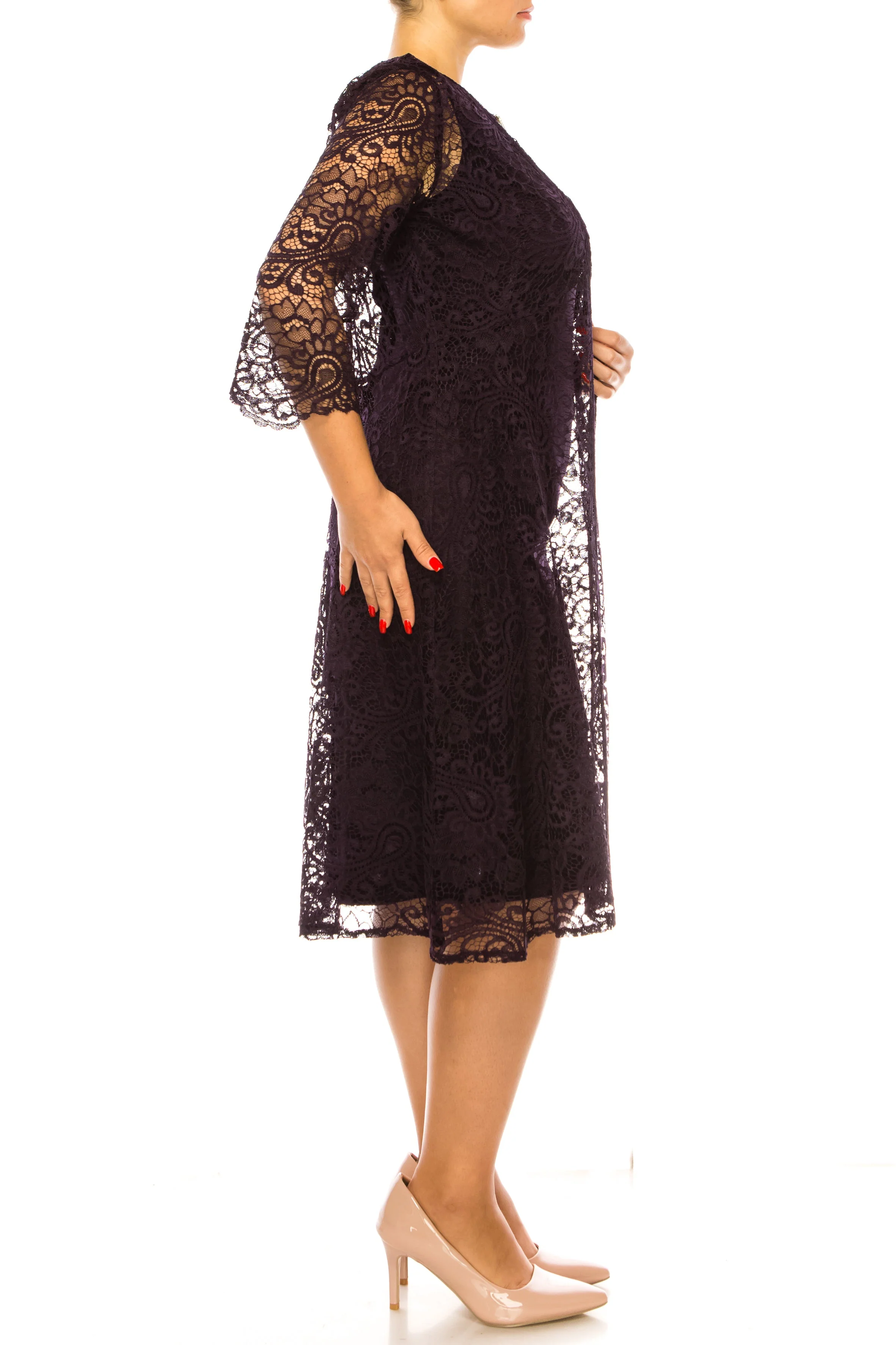 Brianna Milay 2-Piece Lace Duster Jacket Dress - Image 3