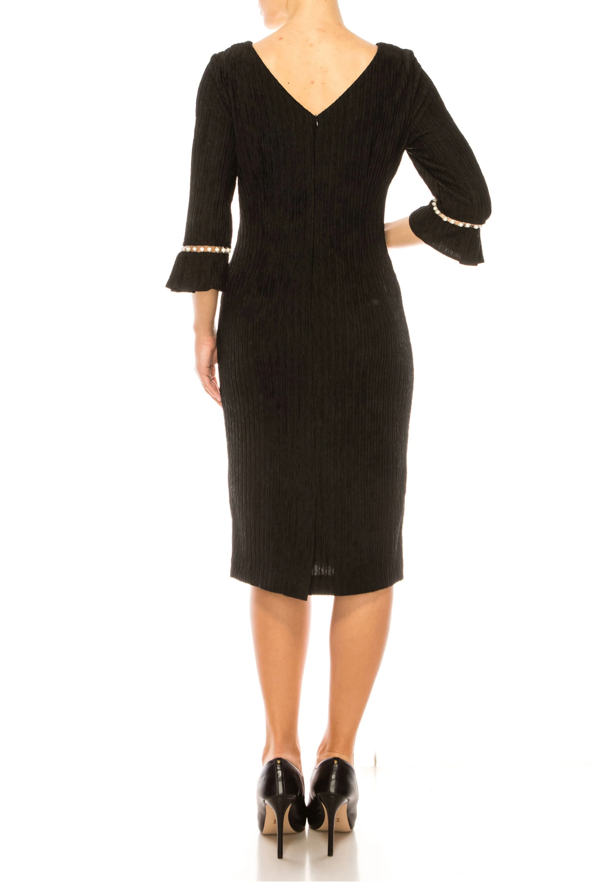 Brianna Milay 3/4 Sleeve Pearl Detail Sheath Dress - Image 2
