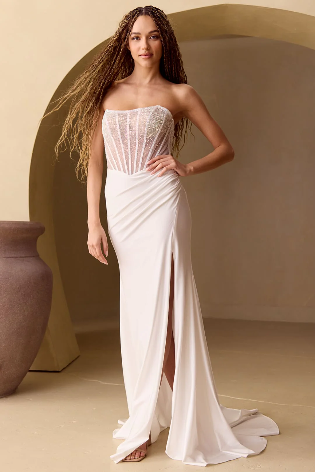Bridal Dress Mermaid Beaded Pageant Gown By Amelia Couture 3042 - Image 8