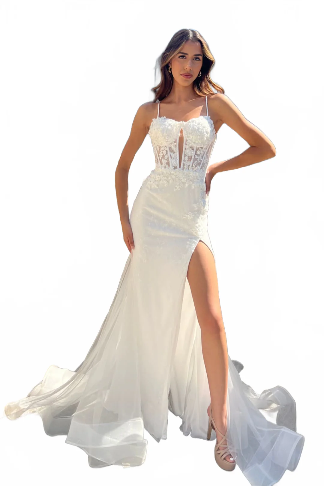 Bridal Dress Sheath Embroidered Gala Gown By Amelia Couture 7064 - Image 5