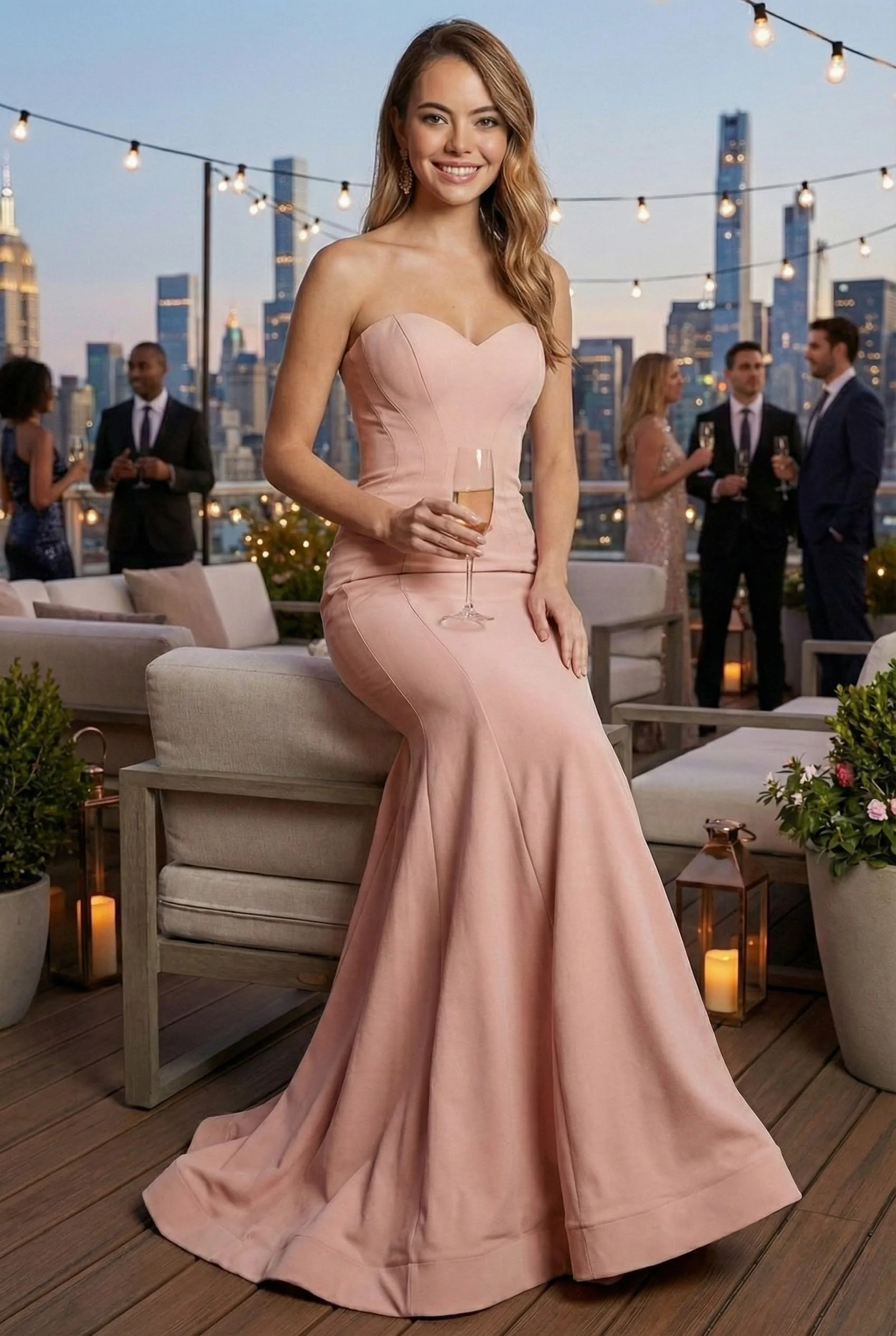 Bridesmaid Dresses in Dusty Rose Strapless Simple Mermaid Gown RQ7703 - Image 5