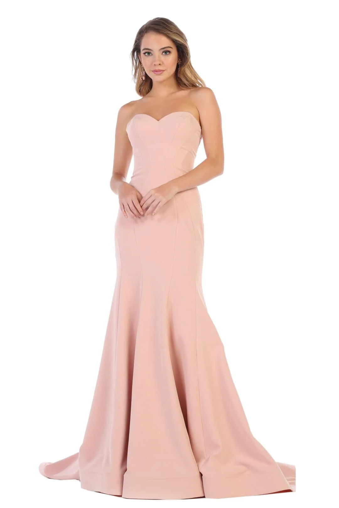 Bridesmaid Dresses in Dusty Rose Strapless Simple Mermaid Gown RQ7703 - Image 6