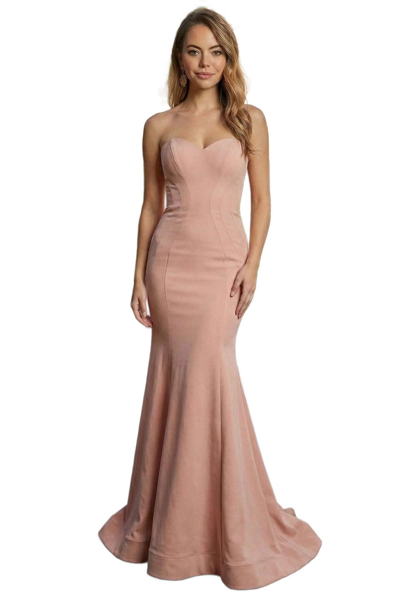Bridesmaid Dresses in Dusty Rose Strapless Simple Mermaid Gown RQ7703 - Image 9