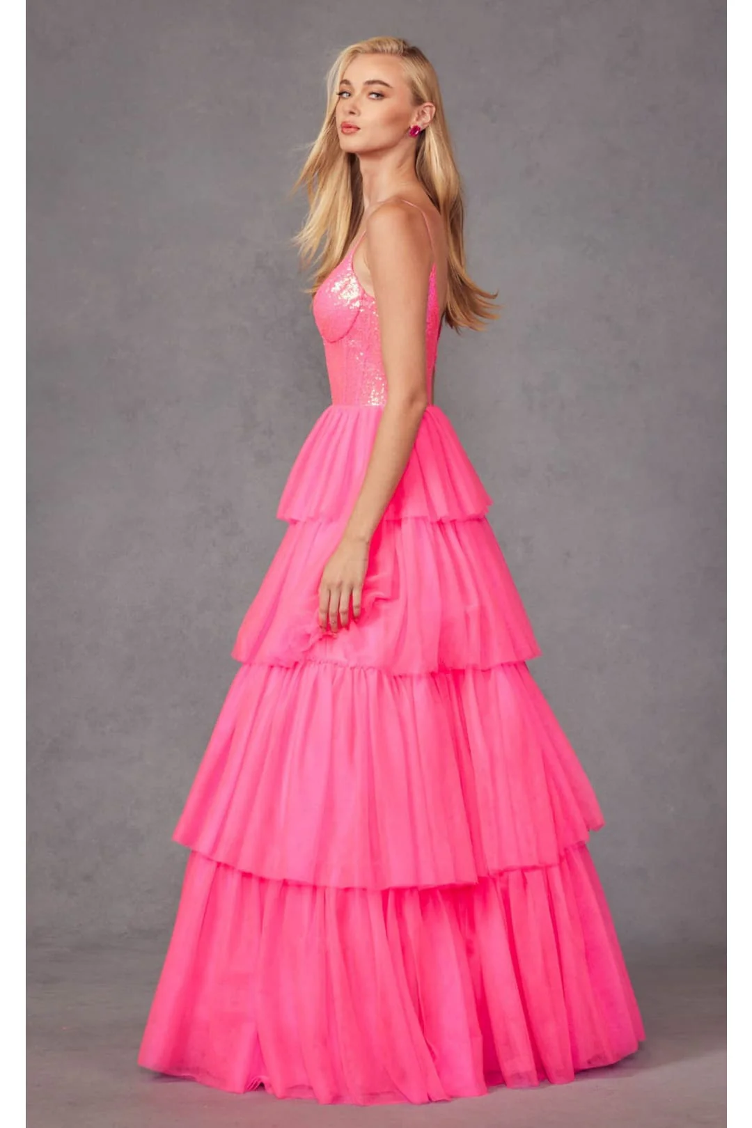 Bright Fuchsia Bridesmaid Dresses-Inexpensive Gown by Juliet JT2457H - Image 3