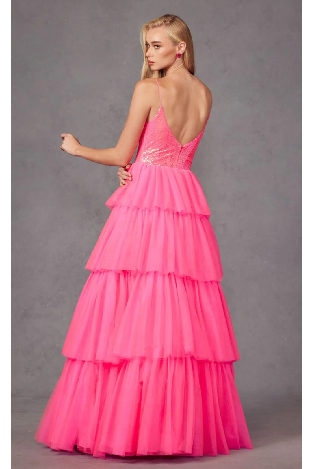 Bright Fuchsia Bridesmaid Dresses-Inexpensive Gown by Juliet JT2457H - Image 4