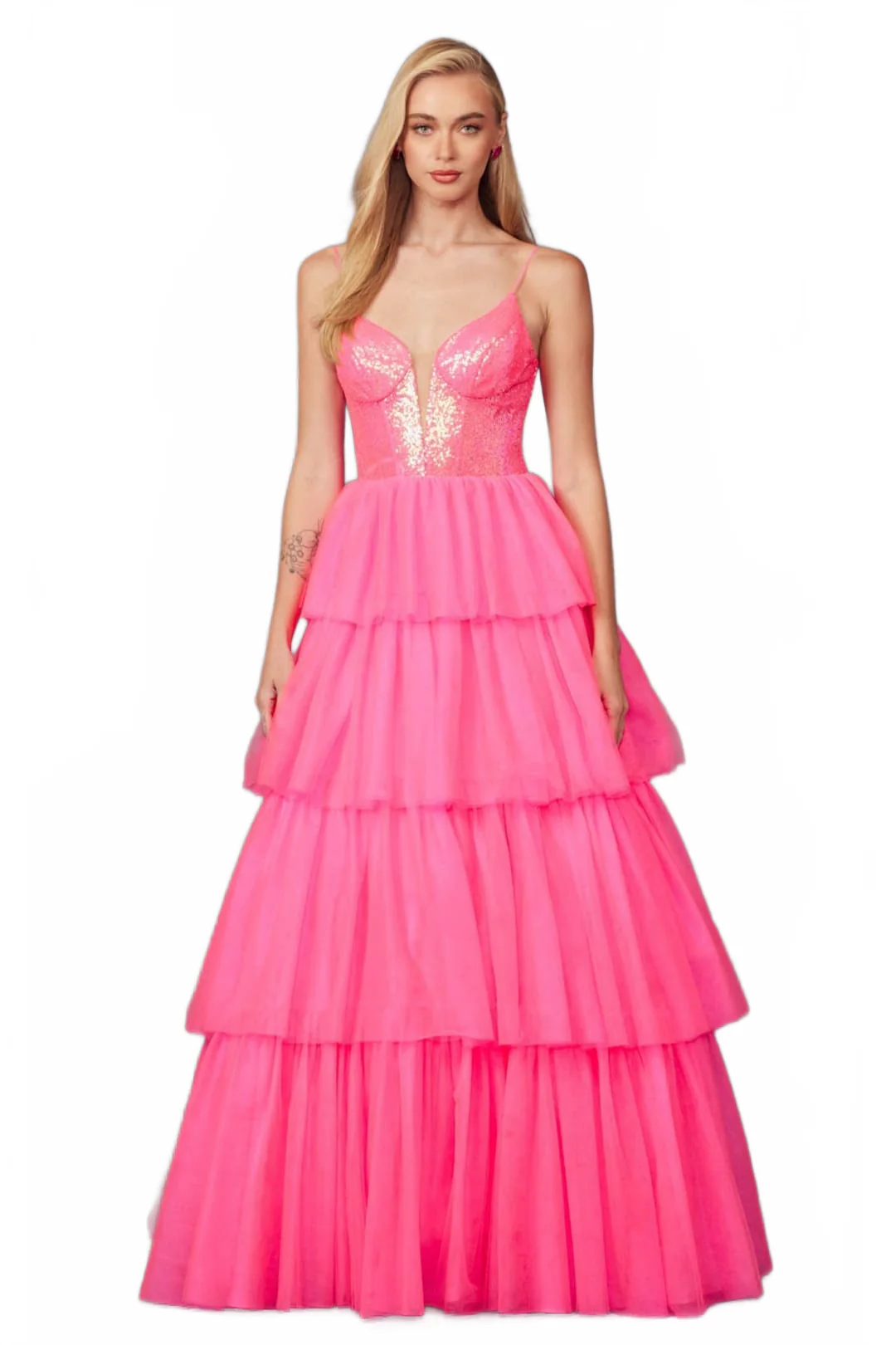 Bright Fuchsia Bridesmaid Dresses-Inexpensive Gown by Juliet JT2457H - Image 5