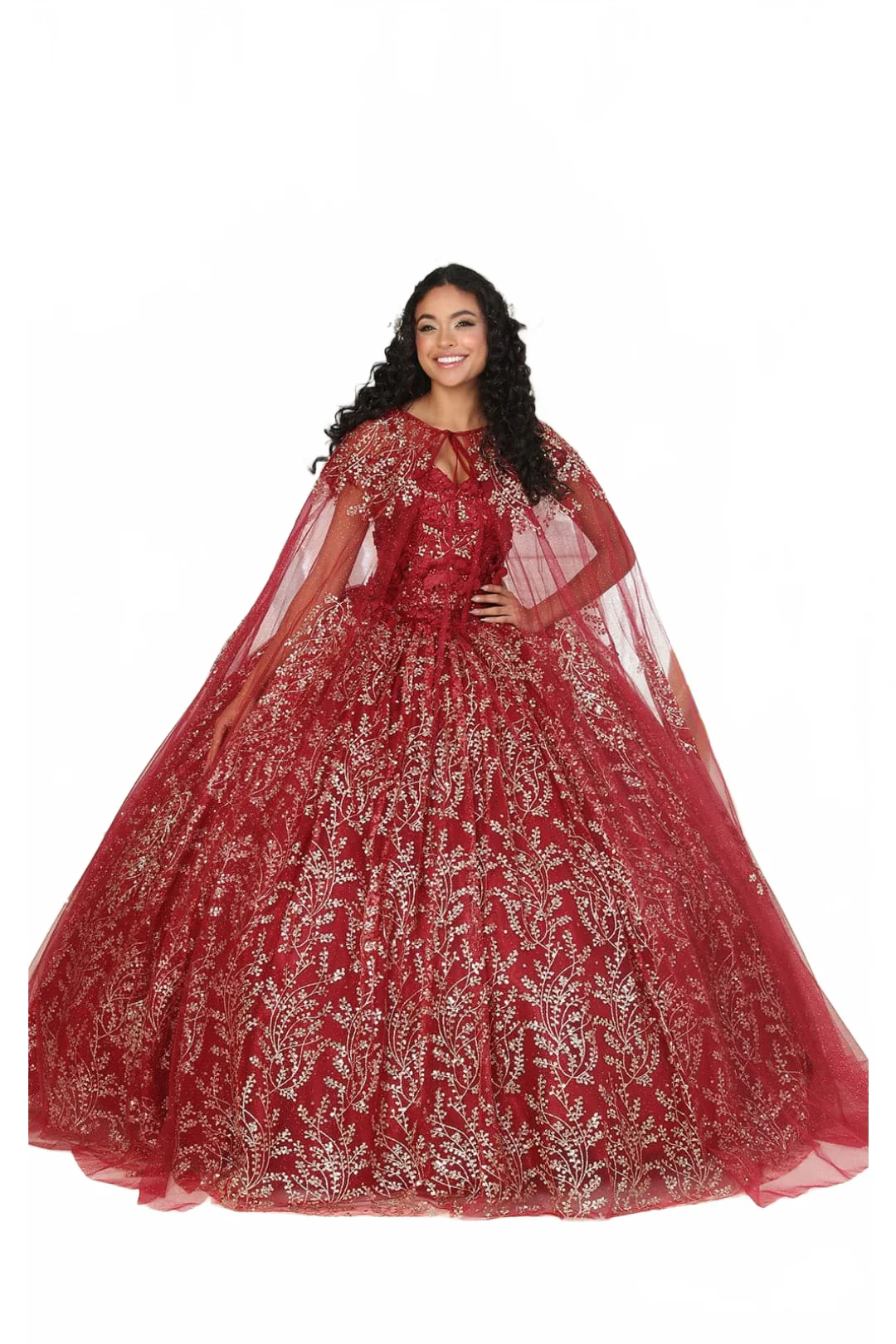 Burgundy And Gold Quinceanera Dress | Ball Gown by LK204 - Image 9