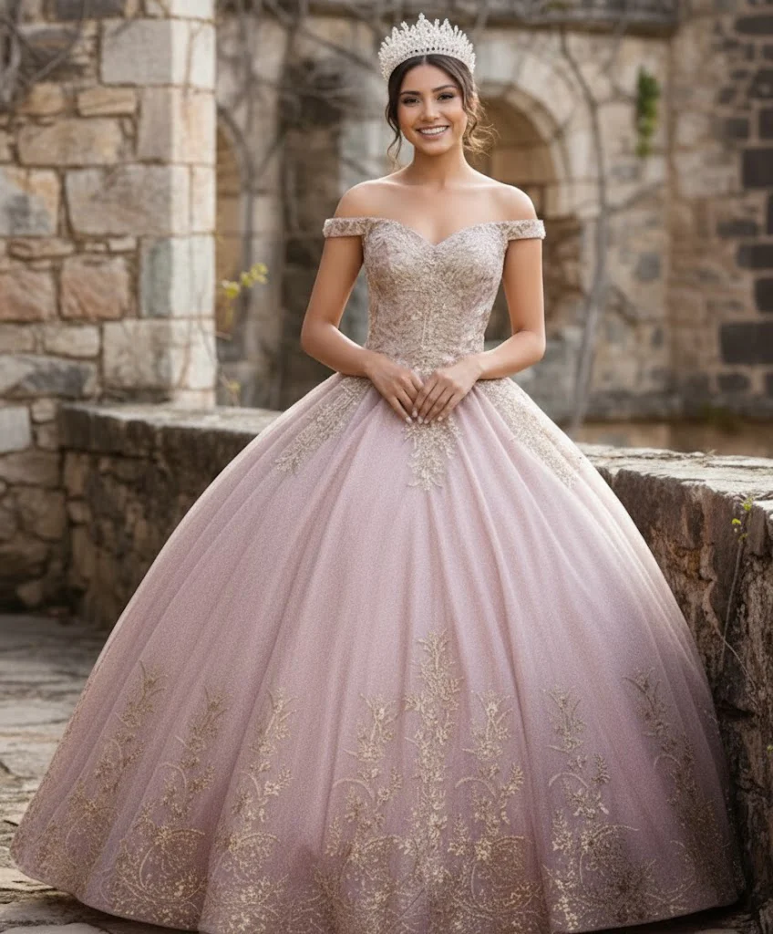 Layla K LK220 Off Shoulder Sparkling Lace Up Quinceanera Ball Gown - Image 5