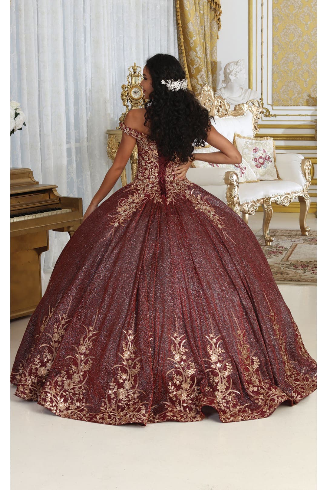 Layla K LK220 Off Shoulder Sparkling Lace Up Quinceanera Ball Gown - Image 11