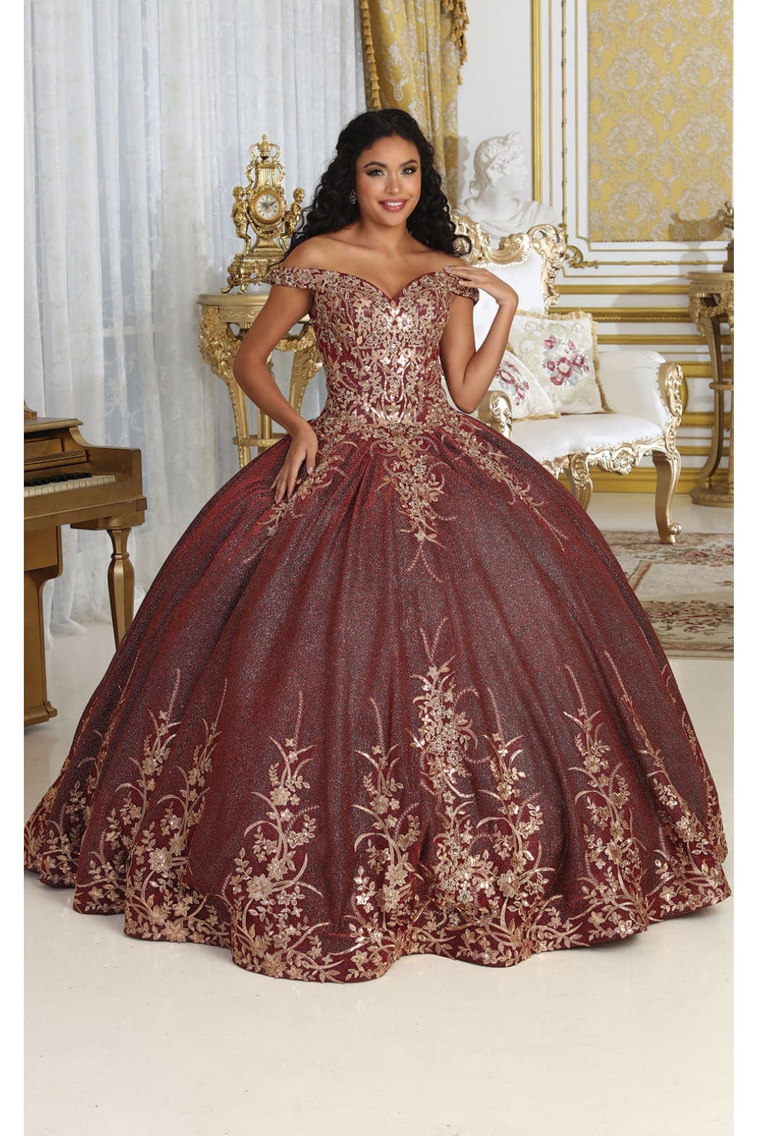 Layla K LK220 Off Shoulder Sparkling Lace Up Quinceanera Ball Gown - Image 12