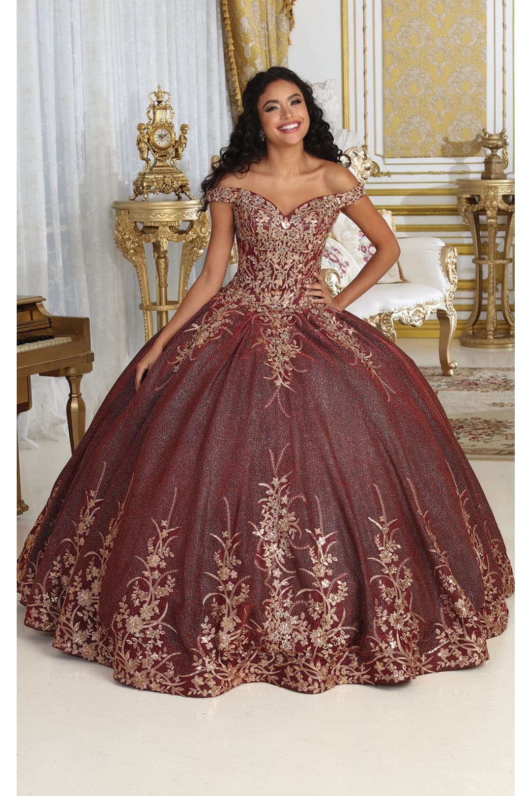 Layla K LK220 Off Shoulder Sparkling Lace Up Quinceanera Ball Gown - Image 13