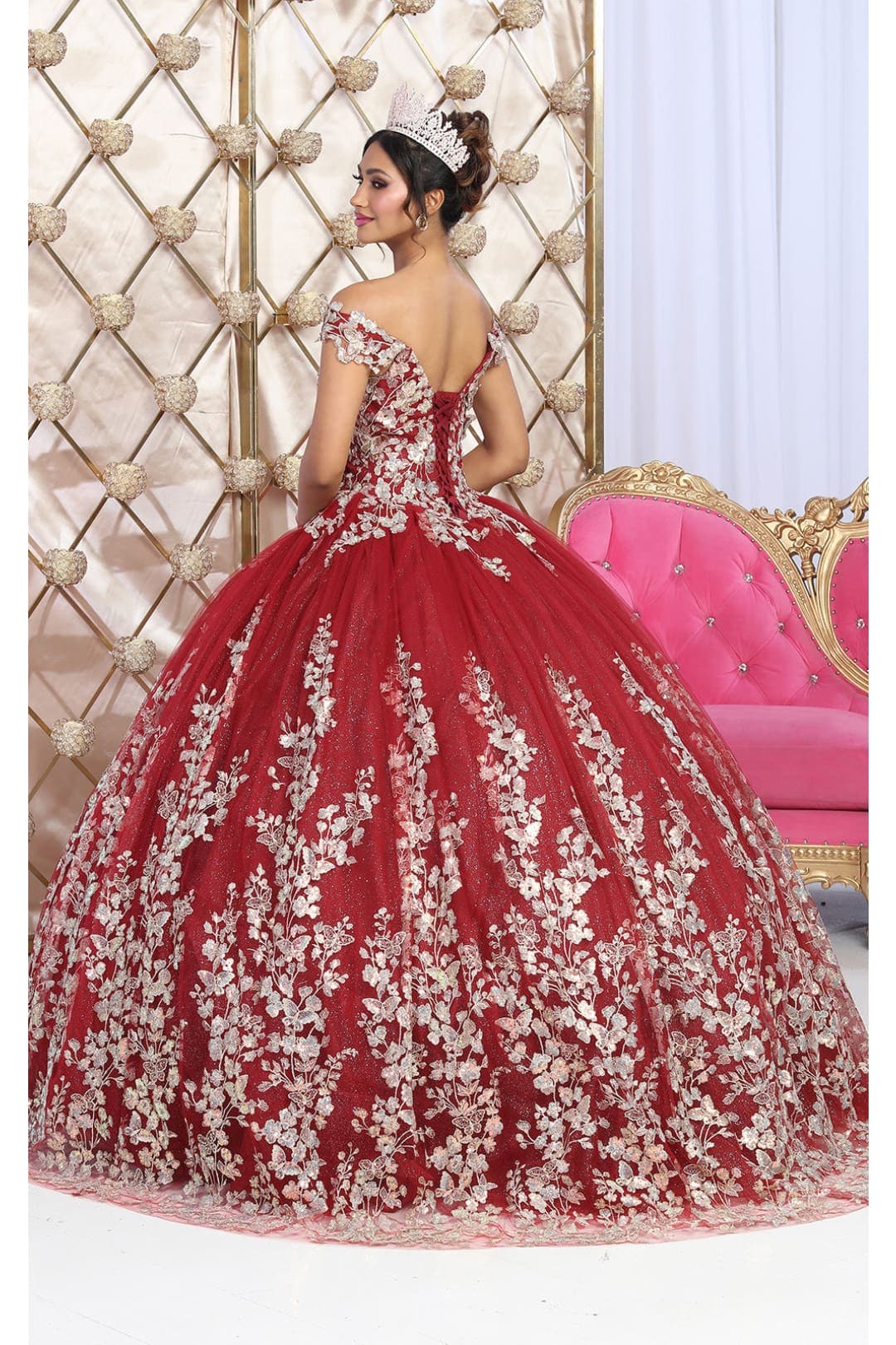 Layla K LK228 Off Shoulder Butterfly Embroidery Quinceanera Ball Gown - Image 4