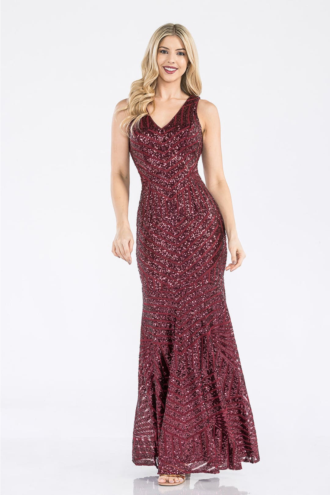 Lenovia USA 5150 V-Neck Mermaid Sequined Long Evening Prom Dress-New Collection - Image 24