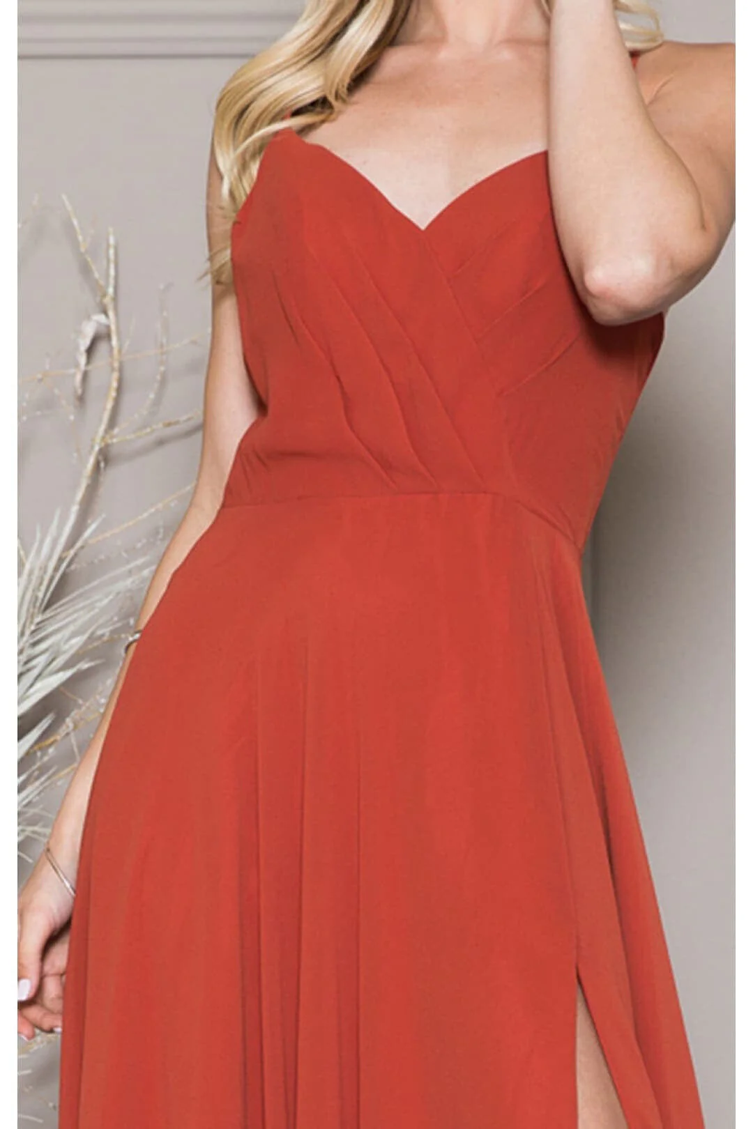 Burnt Orange Bridesmaid Dresses-Inexpensive Amelia Couture 477 Straps Prom - Image 3