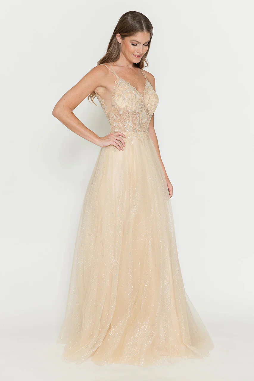 Evening Dress V-Neck Beaded Sequin A-Line Formal Gown By Lenovia 8183 - Image 11