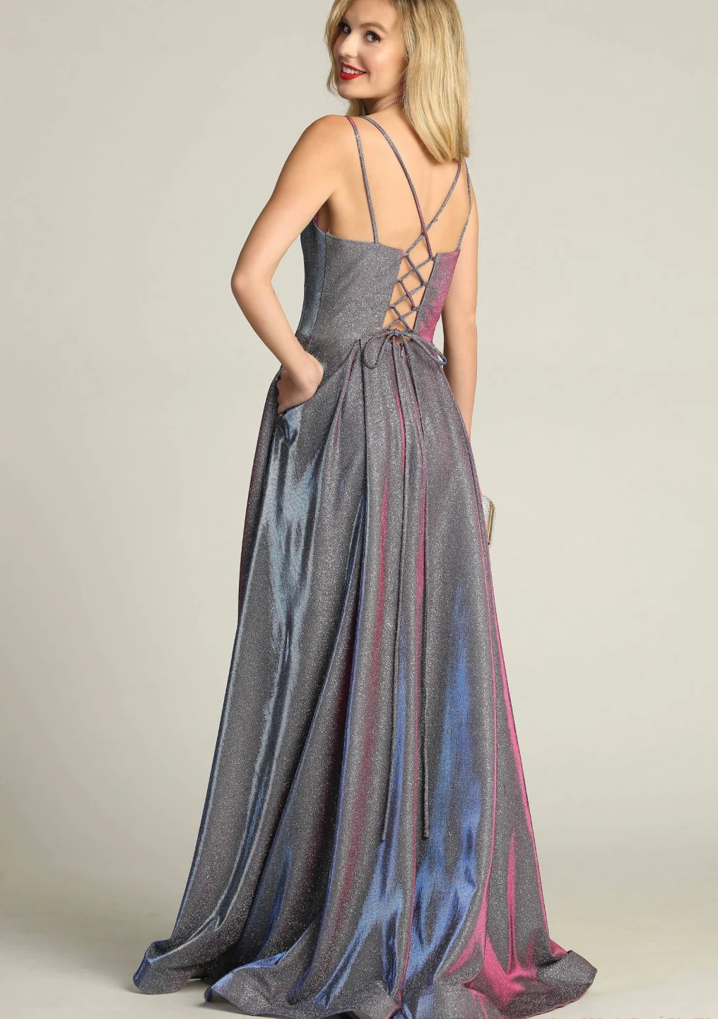 Chicas 4022 Glam Prom Blue A-Line Sweetheart Floor-Length Fabric Dress - Image 3