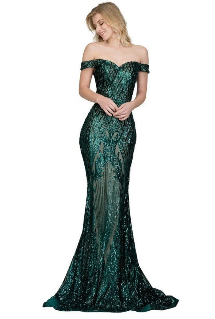 Chicas BT9014 Prom Emerald Mermaid Floor-Length Sequin Mesh Dress - Image 2