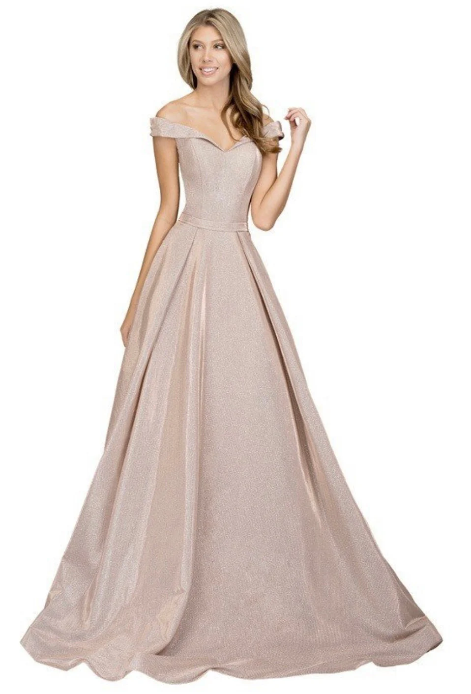 Chicas BT9017 Elegant Glitter Formal Blue BallDress Floor-Length Fabric Dress - Image 2