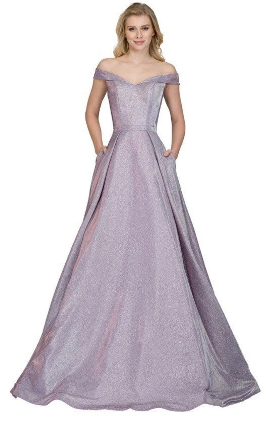 Chicas BT9017 Elegant Glitter Formal Blue BallDress Floor-Length Fabric Dress - Image 4