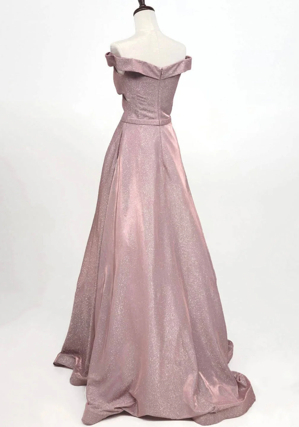 Chicas BT9017 Evening Blush A-Line Floor-Length Shimmer Fabric Dress - Image 2