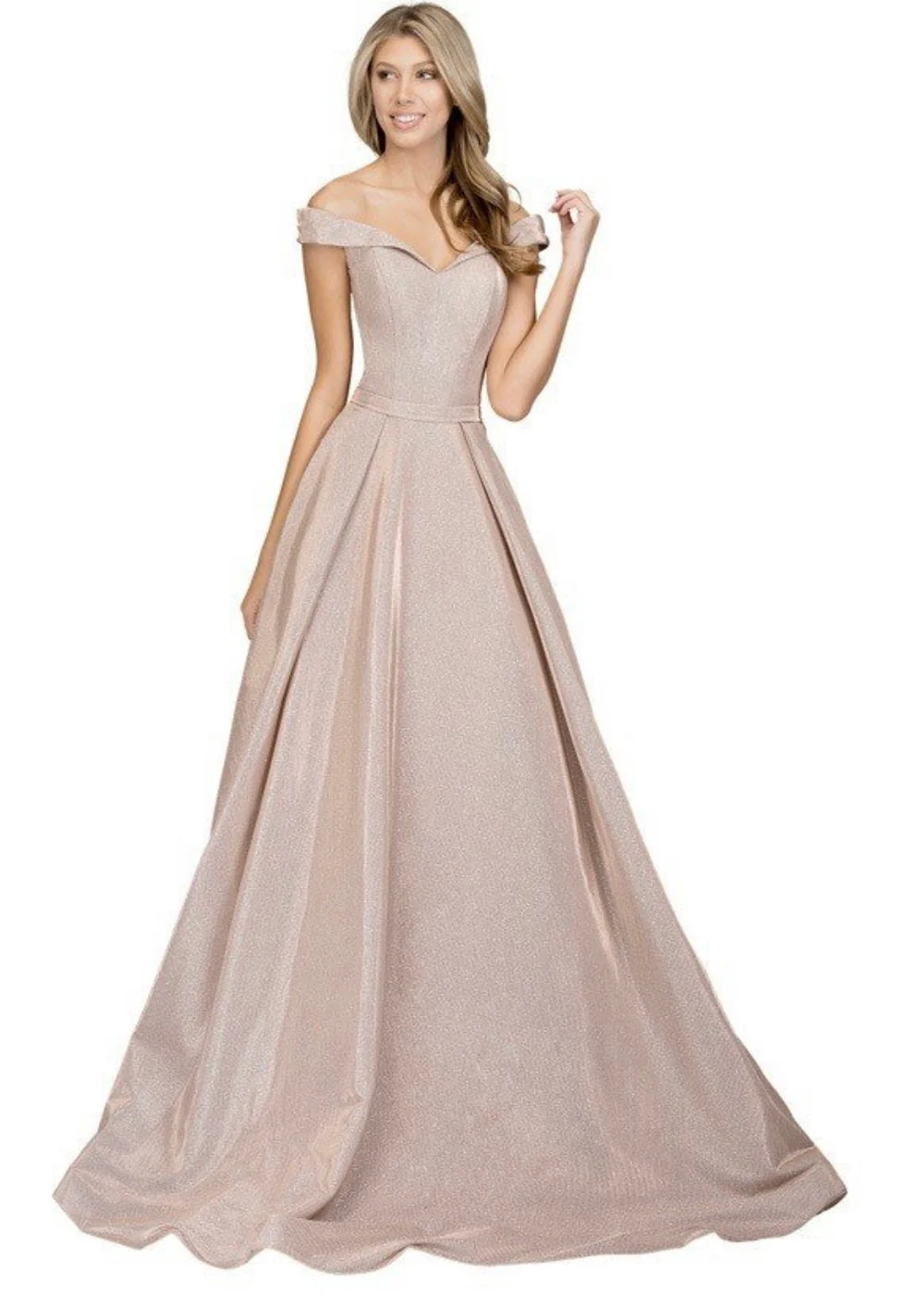 Chicas BT9017 Evening Blush A-Line Floor-Length Shimmer Fabric Dress - Image 3