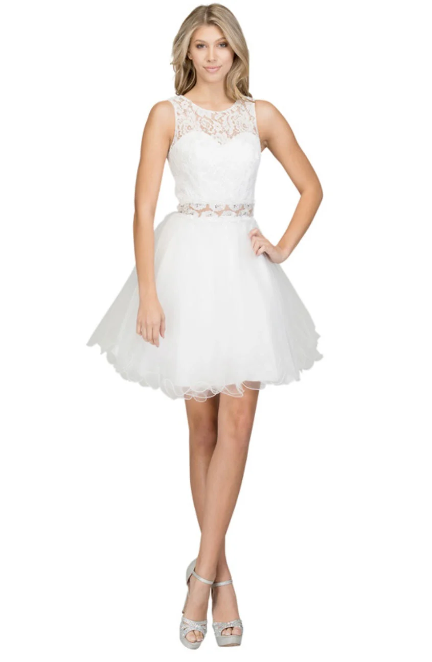 Chicas C1107 Elegant Party Black Illusion Short Beaded Tulle Dress - Image 10