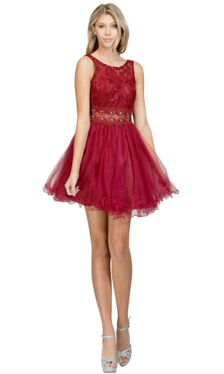 Chicas C1107 Elegant Party Black Illusion Short Beaded Tulle Dress - Image 3