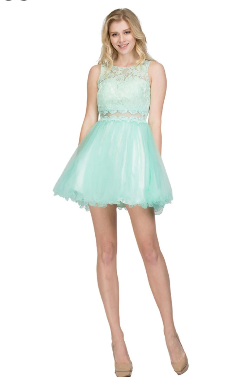 Chicas C1107 Elegant Party Black Illusion Short Beaded Tulle Dress - Image 5