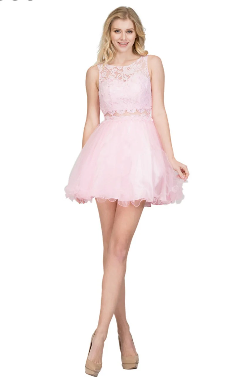 Chicas C1107 Elegant Party Black Illusion Short Beaded Tulle Dress - Image 6