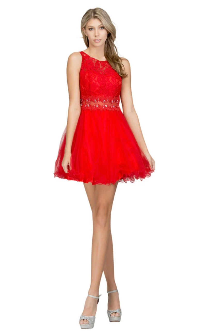 Chicas C1107 Elegant Party Black Illusion Short Beaded Tulle Dress - Image 7