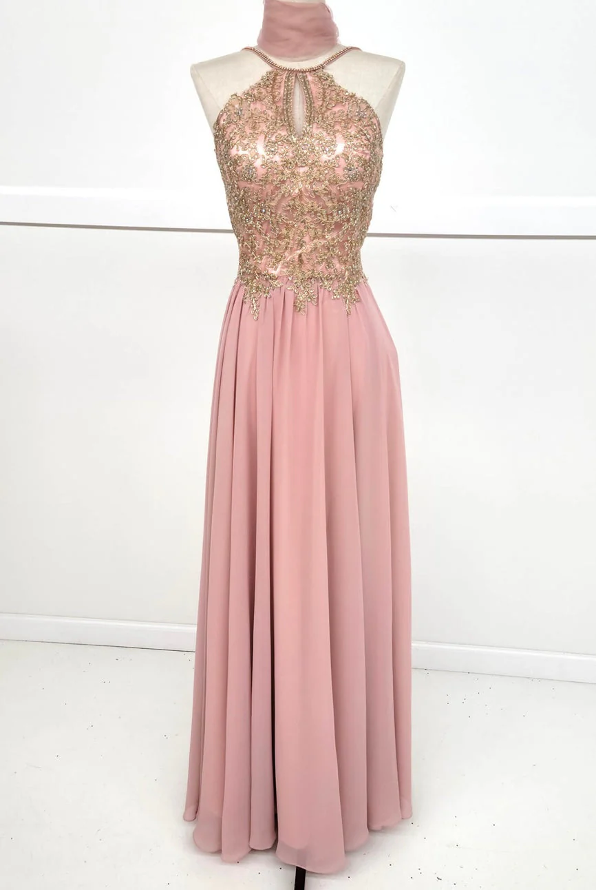 Chicas C1521 Printed Evening A-Line Floral Floor-Length Beaded Chiffon Dress - Image 11