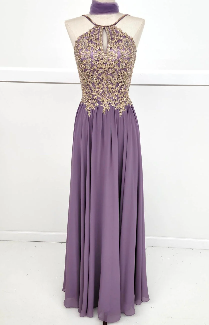 Chicas C1521 Printed Evening A-Line Floral Floor-Length Beaded Chiffon Dress - Image 13
