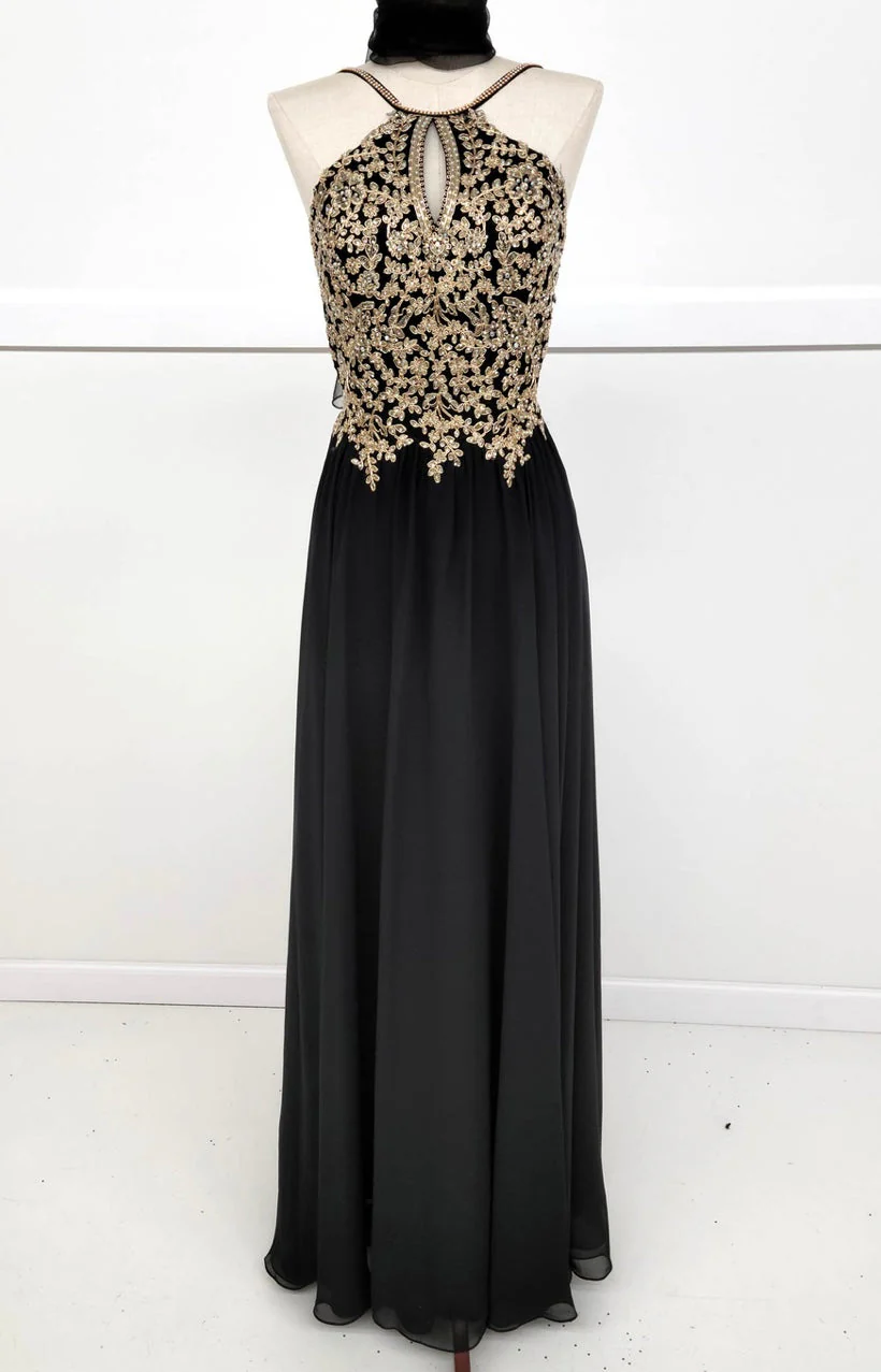 Chicas C1521 Printed Evening A-Line Floral Floor-Length Beaded Chiffon Dress - Image 2