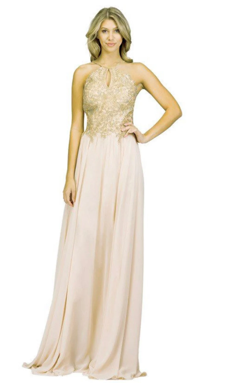 Chicas C1521 Printed Evening A-Line Floral Floor-Length Beaded Chiffon Dress - Image 5
