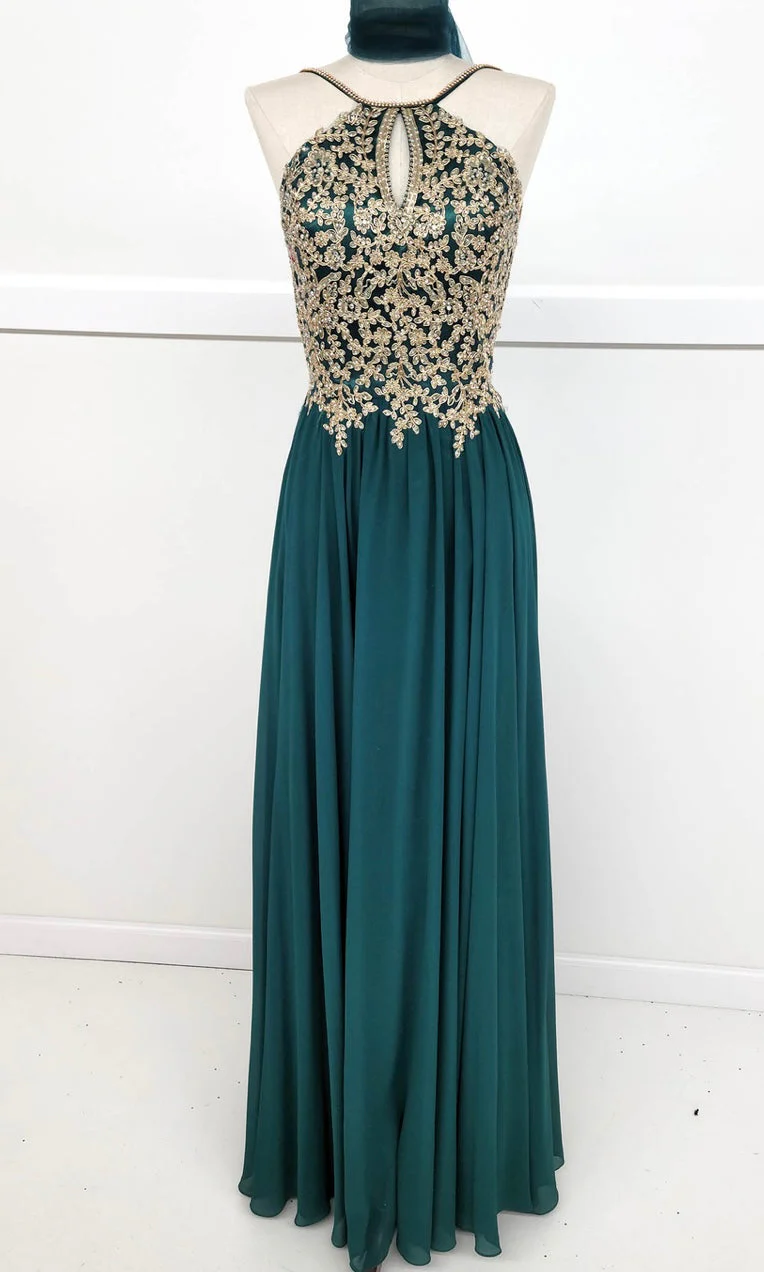 Chicas C1521 Printed Evening A-Line Floral Floor-Length Beaded Chiffon Dress - Image 6