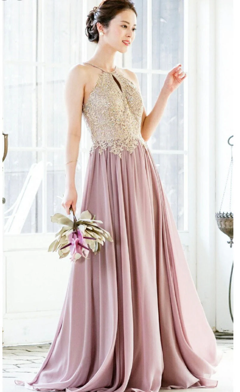 Chicas C1521 Printed Evening A-Line Floral Floor-Length Beaded Chiffon Dress - Image 8