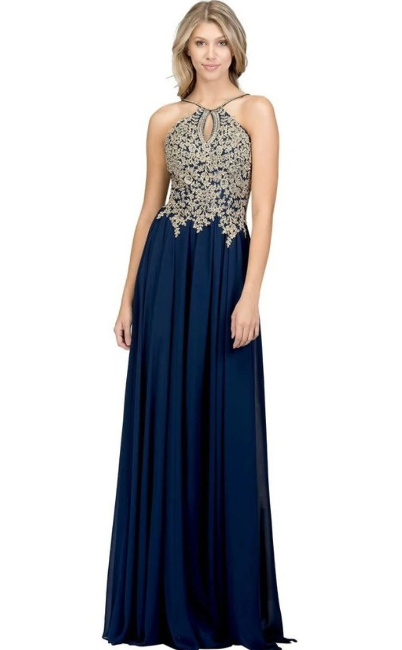 Chicas C1521 Printed Evening A-Line Floral Floor-Length Beaded Chiffon Dress - Image 9