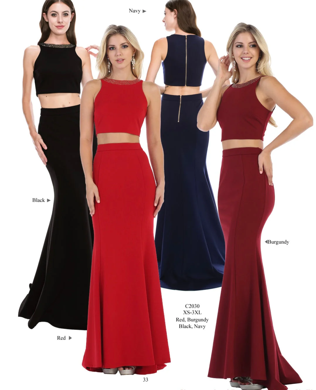 Chicas C2030 Modern Formal Black Mermaid Halter Beaded Fabric Dress - Image 2