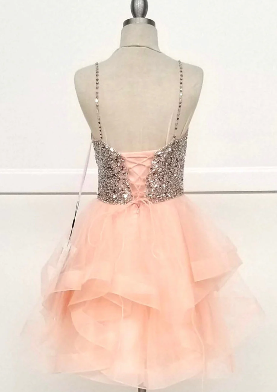 Chicas C313 Royal Spaghetti-Strap Short Beaded Sequin Strappy Tulle Dress - Image 2