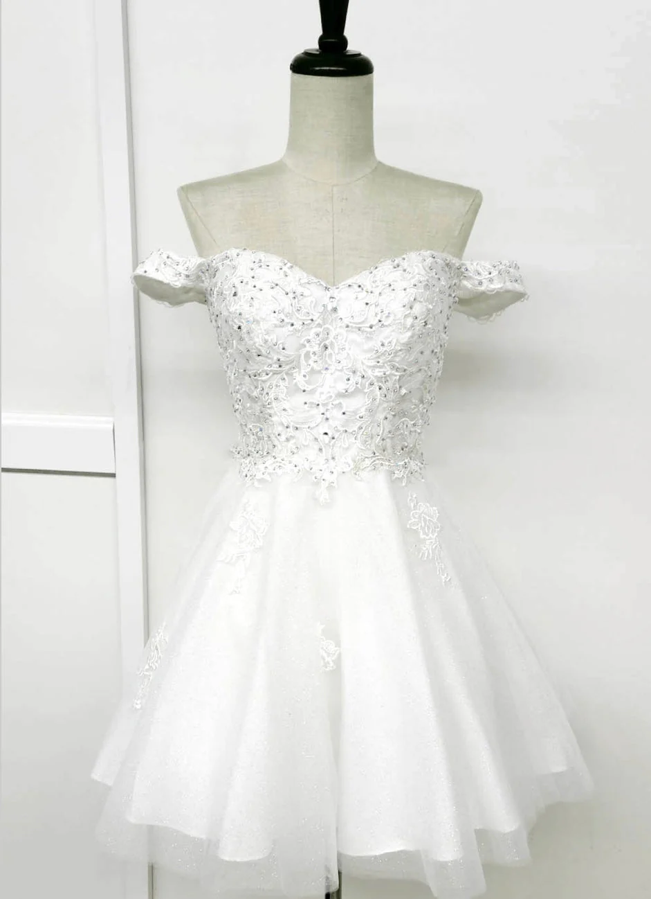 Chicas C314 Elegant Printed Glitter Formal White Floral Tulle Dress - Image 7