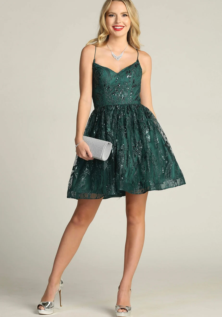 Chicas C317 Cocktail Royal A-Line Sweetheart Short Sequin Tulle Dress - Image 4