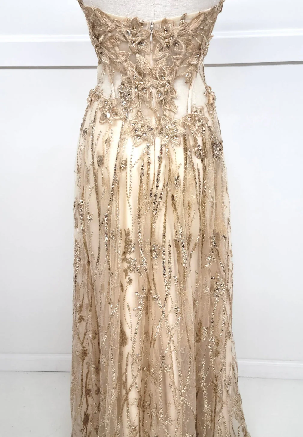 Chicas C329 Elegant Printed Prom A-Line Strapless Floral Tulle Dress - Image 2