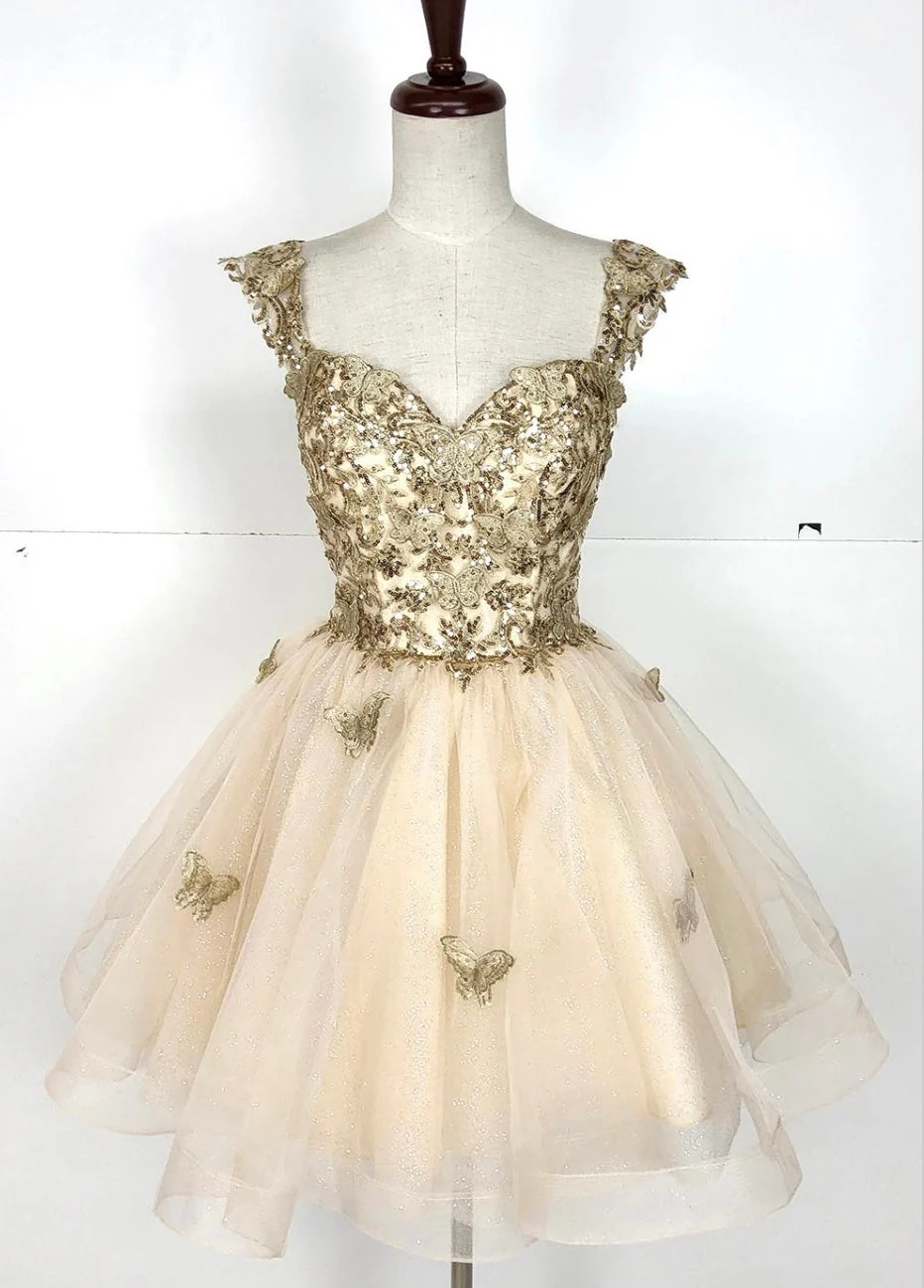 Chicas C330 Prom Red A-Line Sweetheart Butterfly Short Tulle Dress