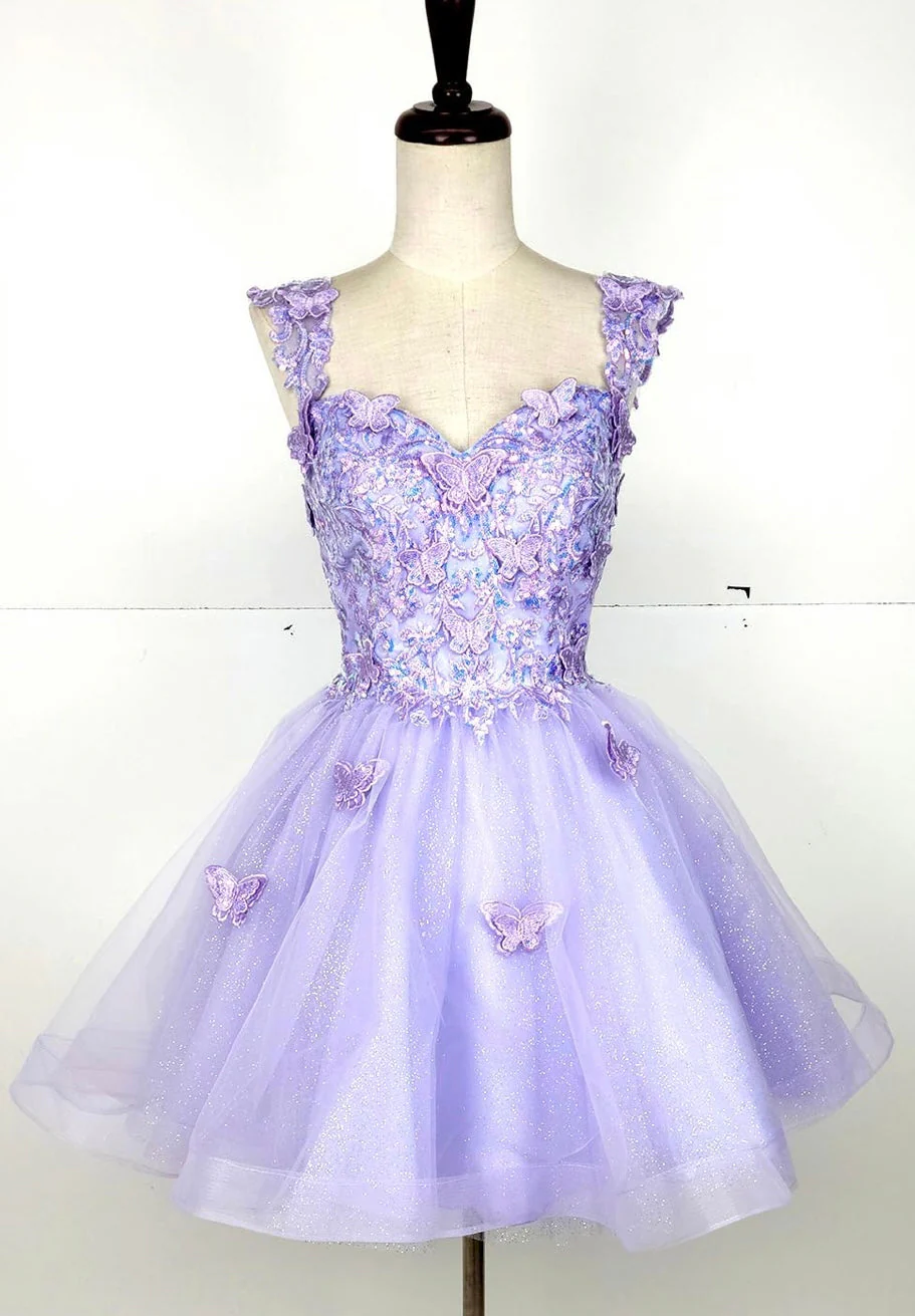 Chicas C330 Prom Red A-Line Sweetheart Butterfly Short Tulle Dress - Image 11