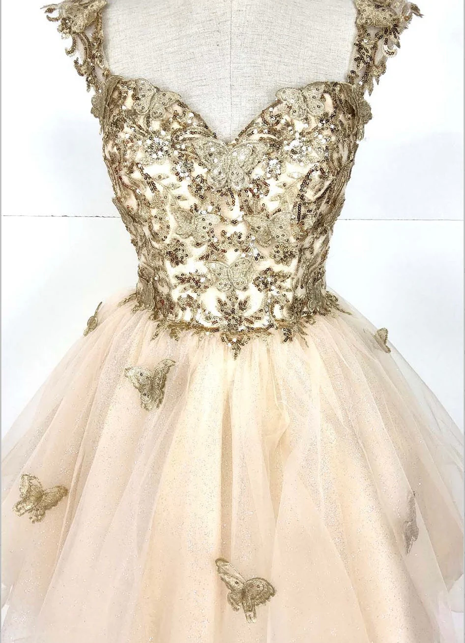 Chicas C330 Prom Red A-Line Sweetheart Butterfly Short Tulle Dress - Image 2