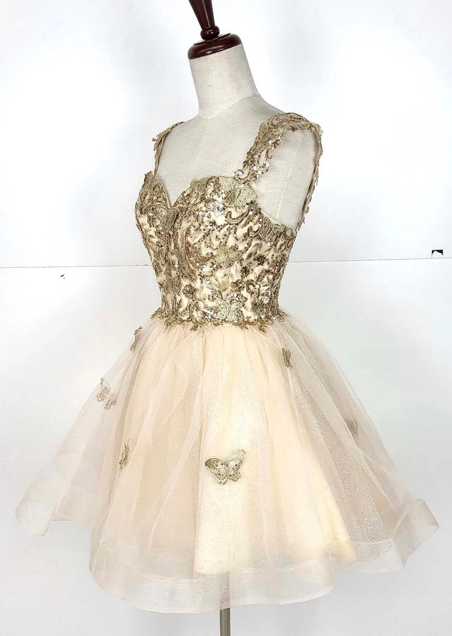 Chicas C330 Prom Red A-Line Sweetheart Butterfly Short Tulle Dress - Image 3
