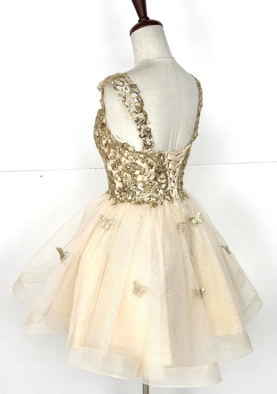Chicas C330 Prom Red A-Line Sweetheart Butterfly Short Tulle Dress - Image 4