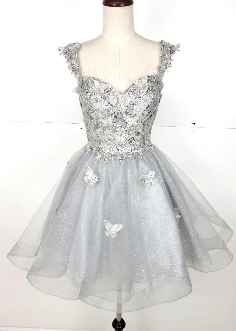 Chicas C330 Prom Red A-Line Sweetheart Butterfly Short Tulle Dress - Image 7