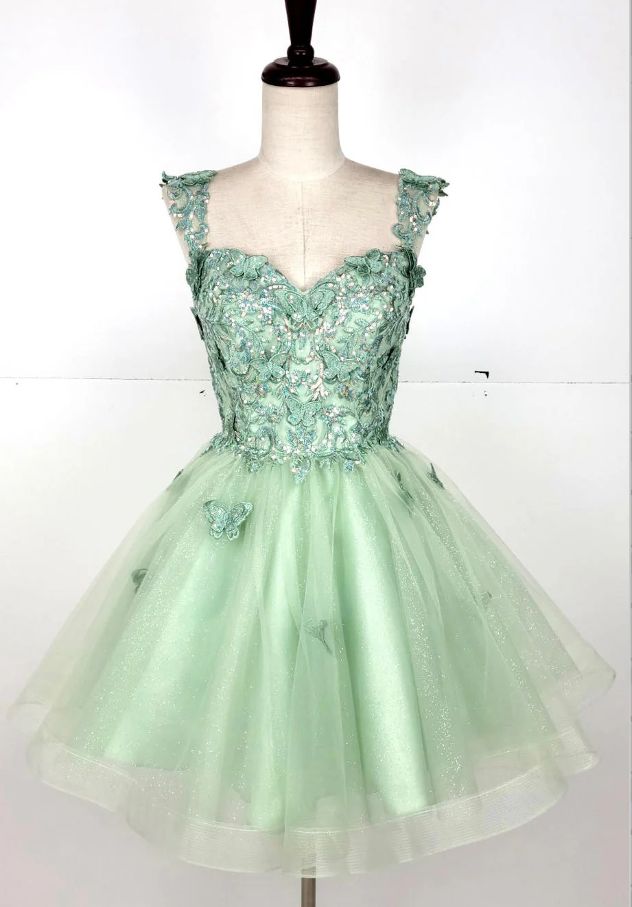 Chicas C330 Prom Red A-Line Sweetheart Butterfly Short Tulle Dress - Image 8