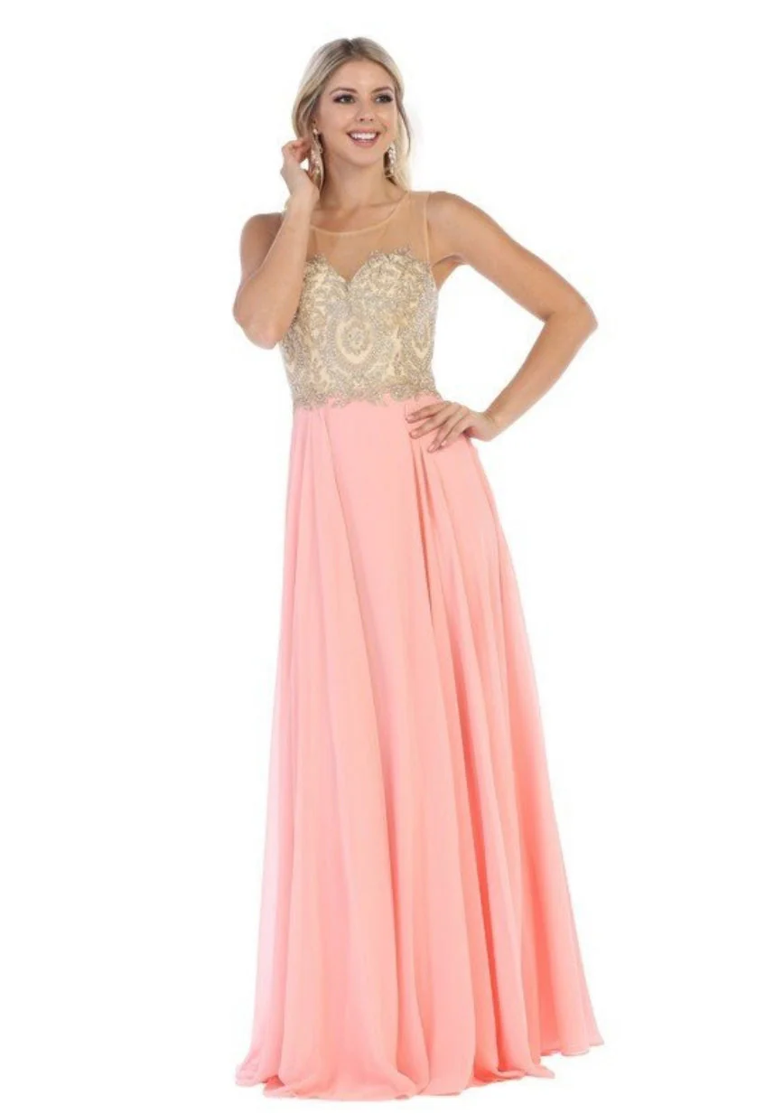 Chicas C3320 Evening Navy A-Line Sweetheart Floor-Length Chiffon Dress - Image 2